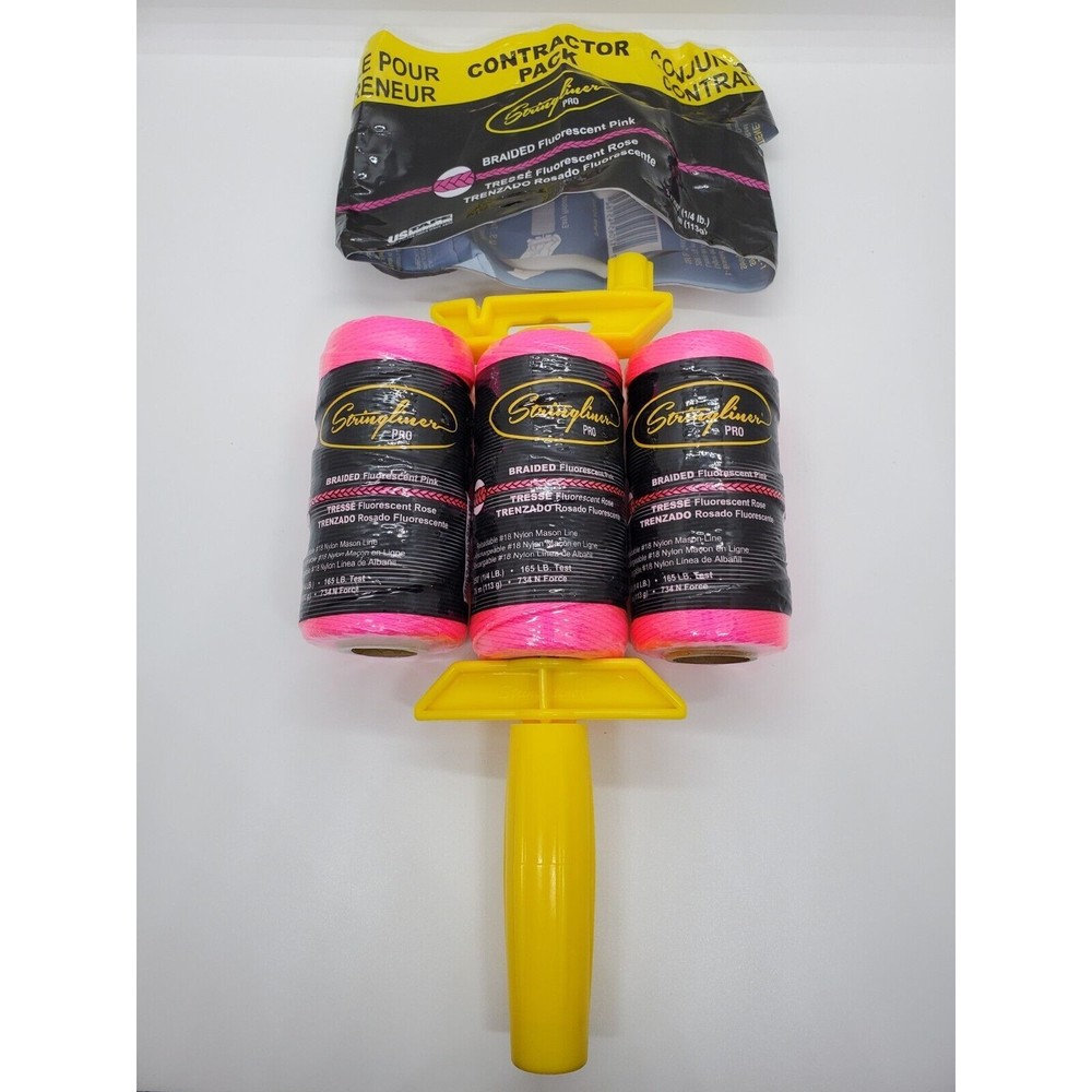 Stringliner PRO Mason's Line and Reel Contractor Pack 250 ft. Fluorescent Pink F